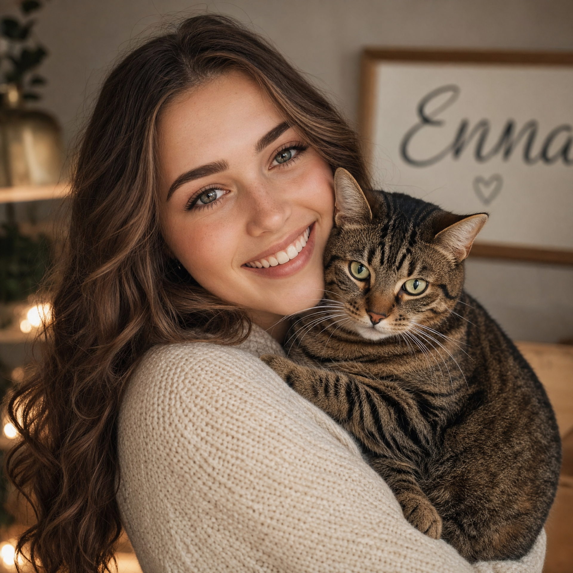 Emma with Tabby Cat